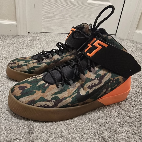 Nike KD Vulc Mid TXT GS Camo Neon Orange Shoe Lightweight Boys Basketball - Picture 5 of 9